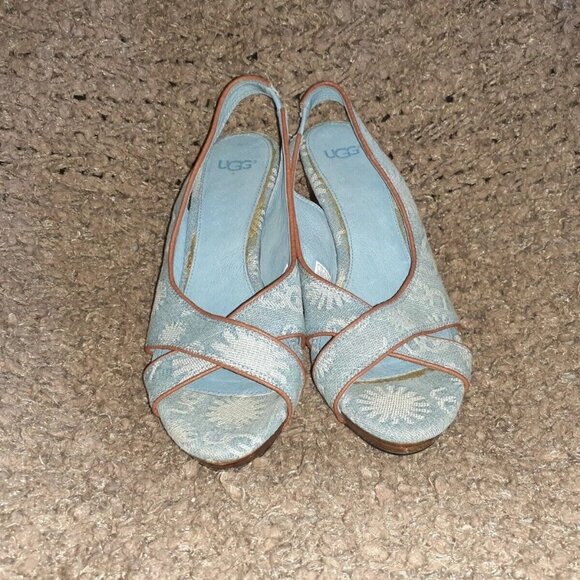 UGG-Hazel-Denim Blue-Platform Wedge Sandals/Shoes-Sz 5.5-Near Mint - Picture 3 of 7